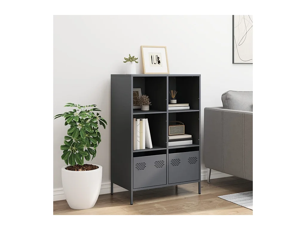 Buffet haut anthracite 68x39x103,5 cm acier