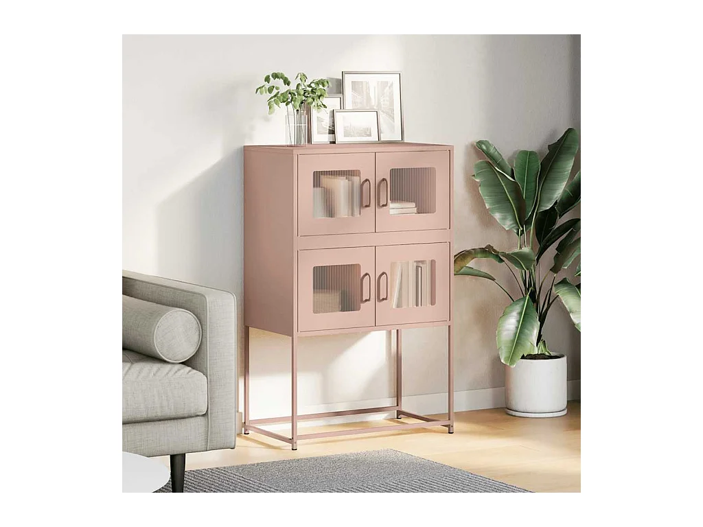 Buffet haut rose 68x39x107 cm acier