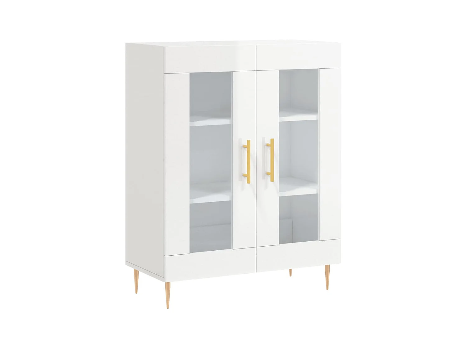 Buffet Blanc brillant 69,5x34x90 cm Bois d'ingénierie