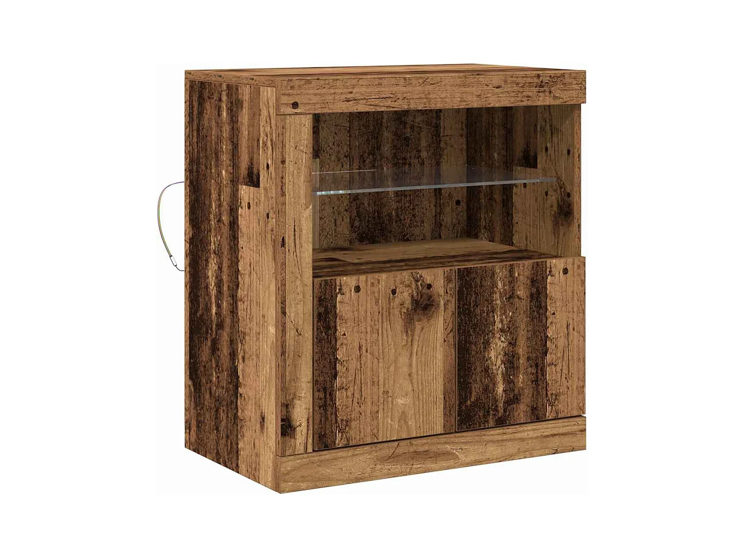 Sideboard mit LED-Leuchten in Altholz 60,5x37x67 cm