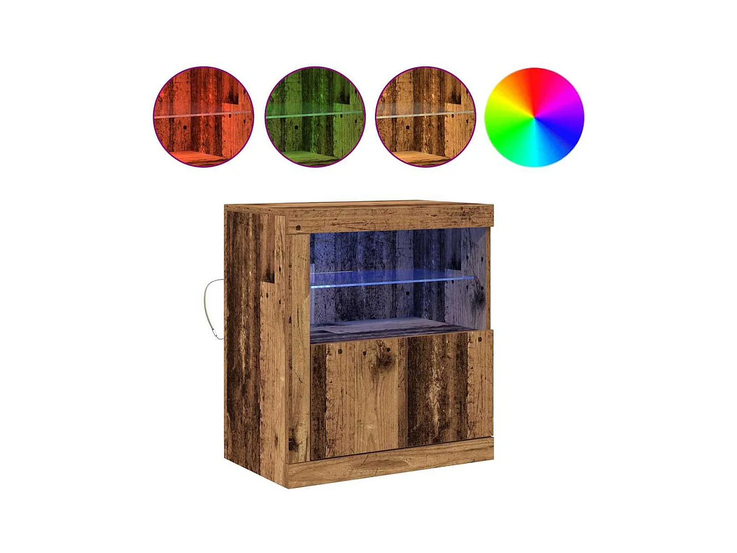 Sideboard mit LED-Leuchten in Altholz 60,5x37x67 cm