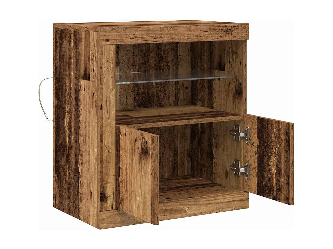 Sideboard mit LED-Leuchten in Altholz 60,5x37x67 cm