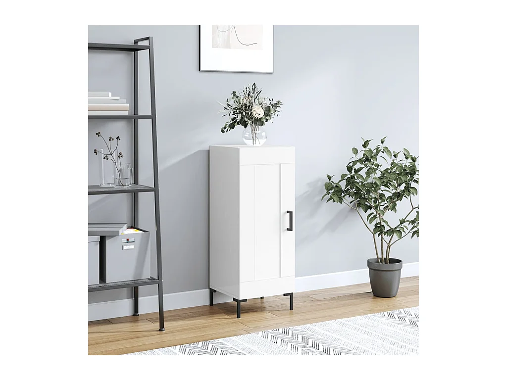 Credenza Bianco lucido 34,5x34x90 cm Legno composito