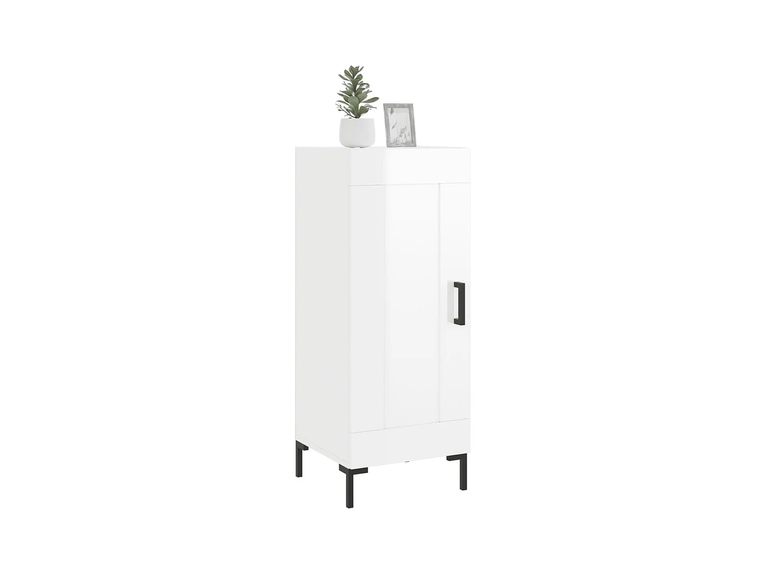 Credenza Bianco lucido 34,5x34x90 cm Legno composito