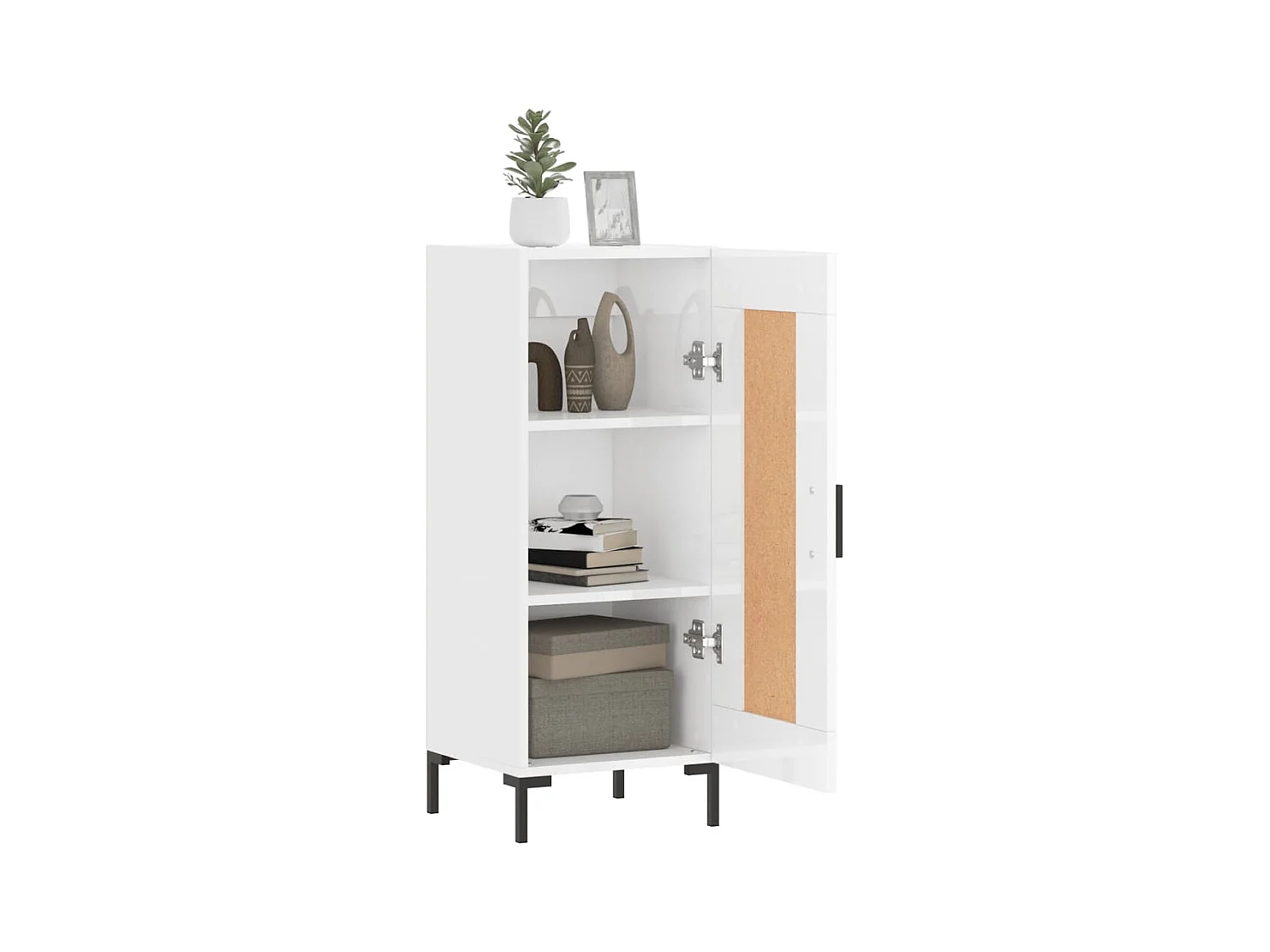 Credenza Bianco lucido 34,5x34x90 cm Legno composito