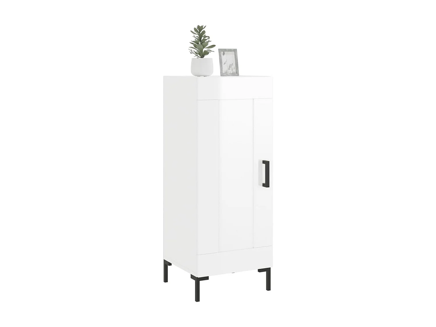 Buffet Blanc brillant 34,5x34x90 cm Bois d'ingénierie