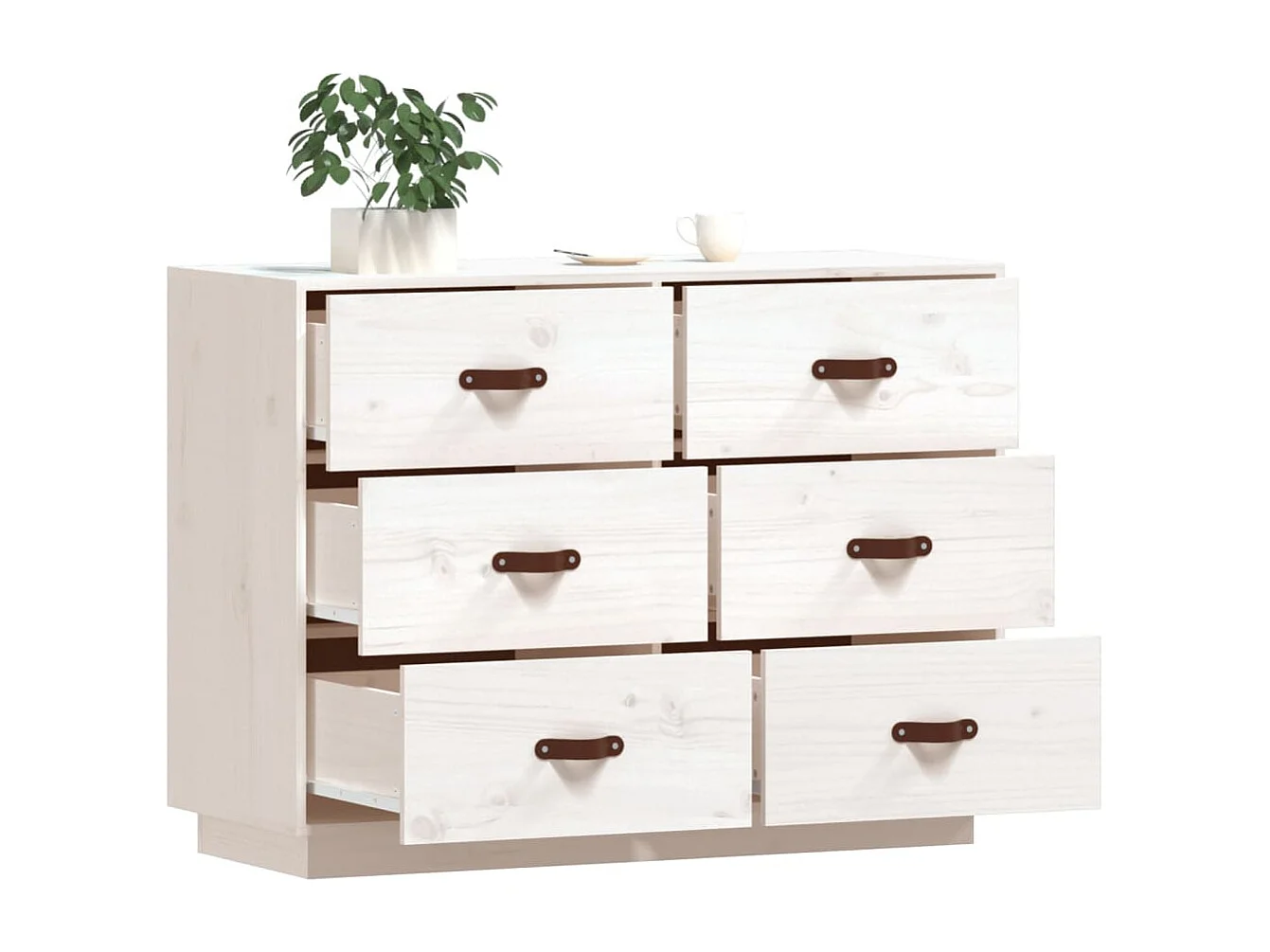 Buffet Blanc 100x40x75 cm Bois massif de pin