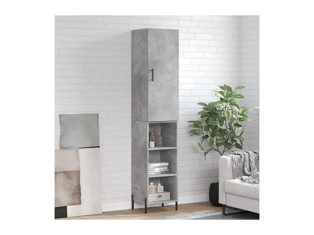Credenza alta Grigio cemento 34,5x34x180 cm Legno ingegnerizzato
