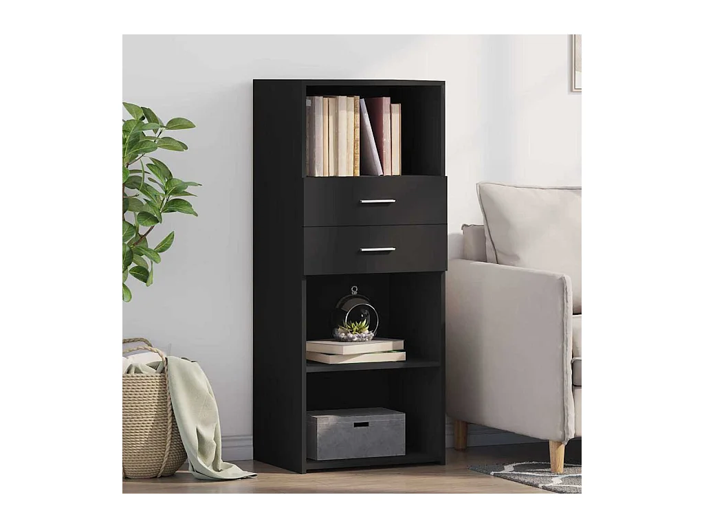 Buffet haut noir 50x42,5x124 cm bois d'ingénierie