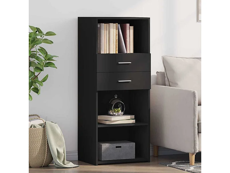 Buffet haut noir 50x42,5x124 cm bois d'ingénierie