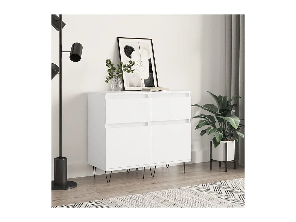 Credenze 2 pezzi bianche 40x35x70 cm in legno ingegnerizzato