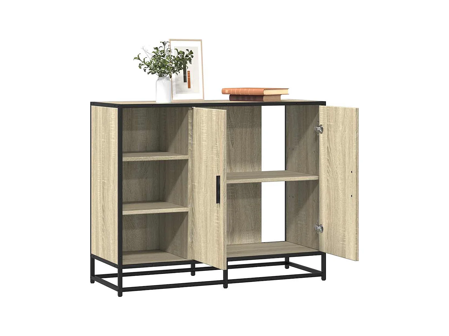 Buffet chêne sonoma 92x35x76 cm bois d'ingénierie