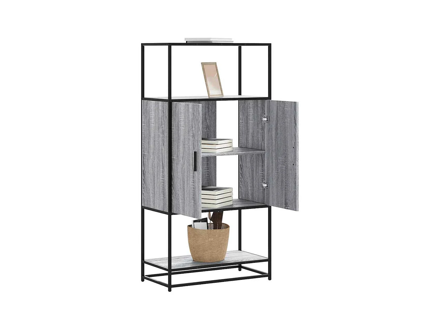 Buffet haut sonoma gris 68x35x139 cm bois d'ingénierie et métal