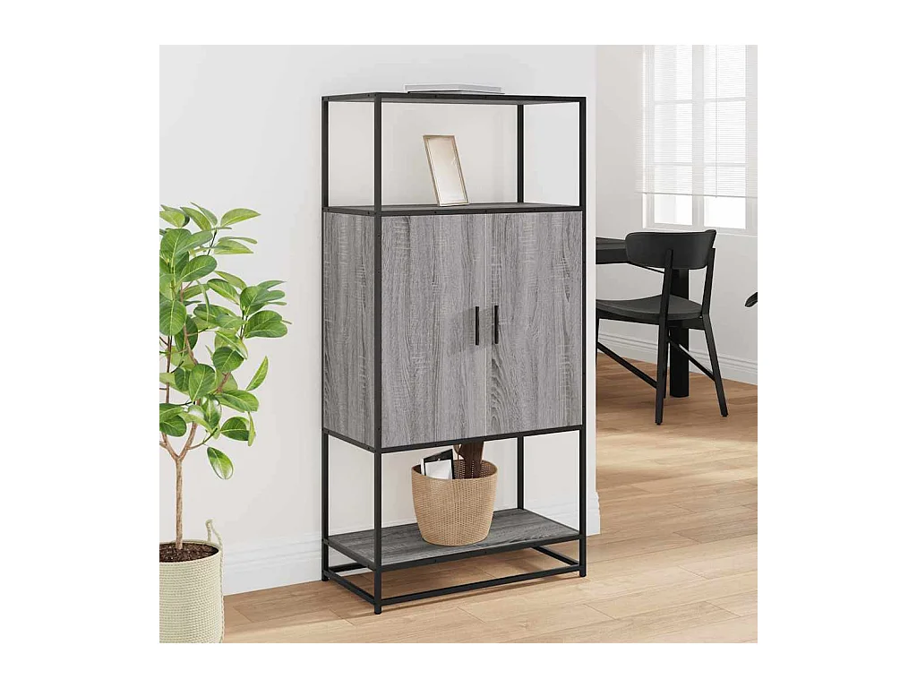 Buffet haut sonoma gris 68x35x139 cm bois d'ingénierie et métal