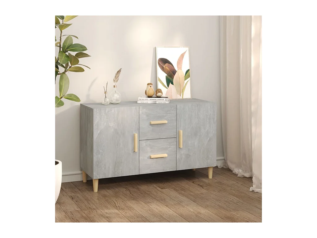 Buffet gris béton 100x36x60 cm bois d'ingénierie