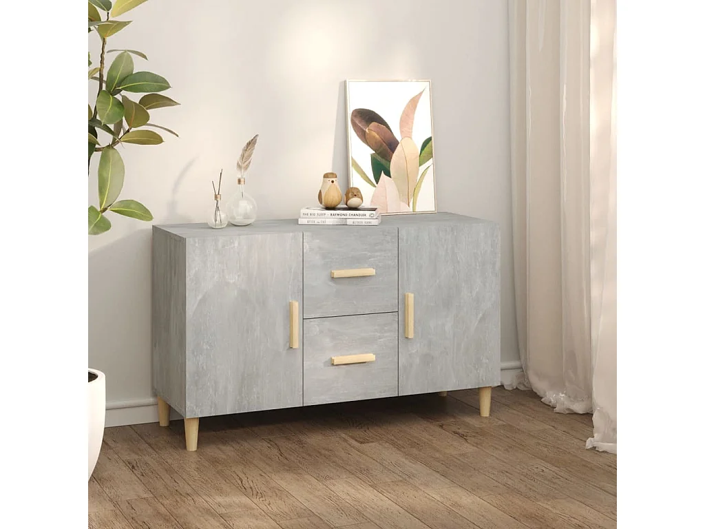 Buffet gris béton 100x36x60 cm bois d'ingénierie