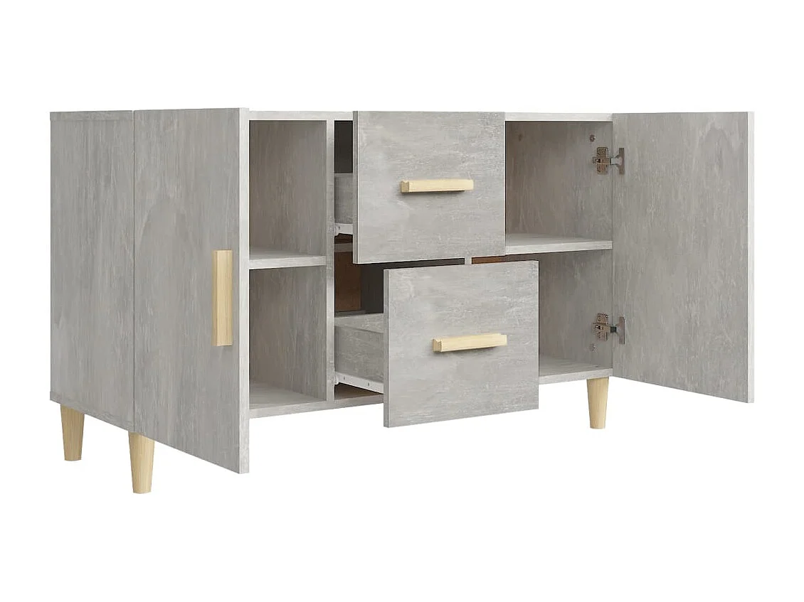 Buffet gris béton 100x36x60 cm bois d'ingénierie