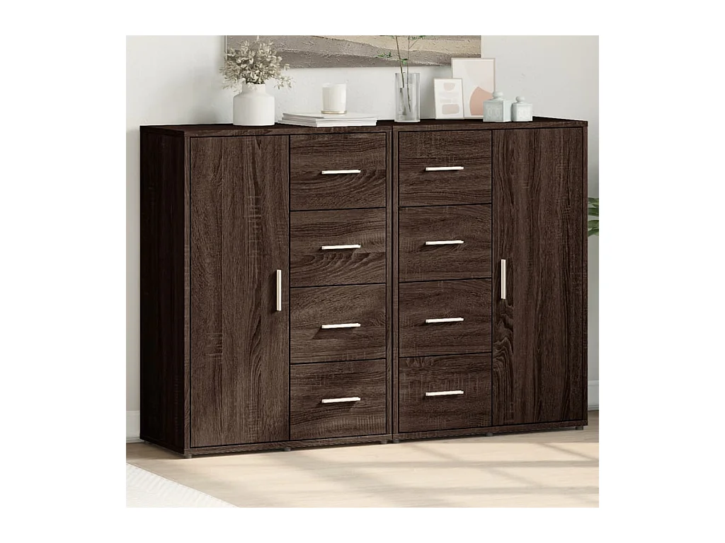 Buffets 2 pcs chêne marron 60x31x84 cm bois d'ingénierie
