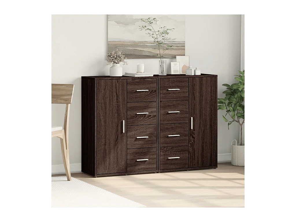 Buffets 2 pcs chêne marron 60x31x84 cm bois d'ingénierie