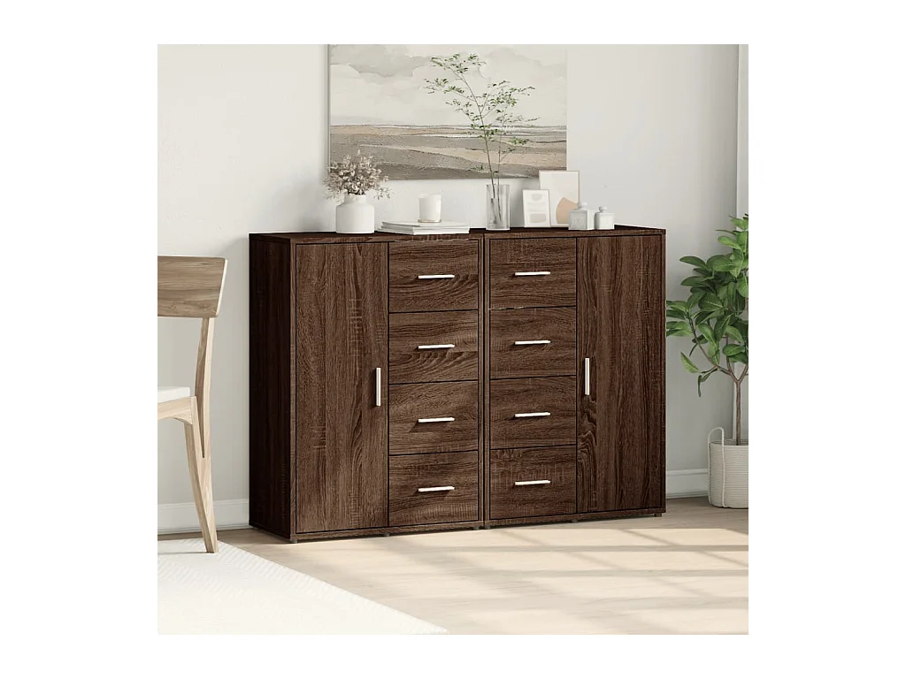 Buffets 2 pcs chêne marron 60x31x84 cm bois d'ingénierie