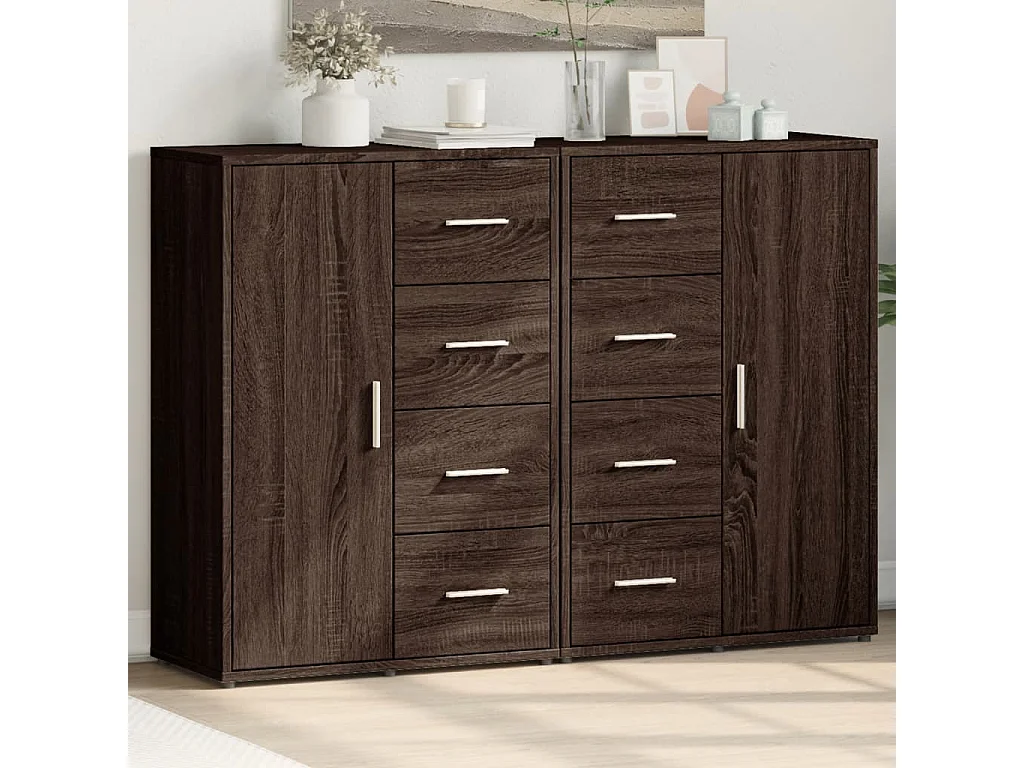 Credenze 2 pezzi rovere marrone 60x31x84 cm legno ingegnerizzato