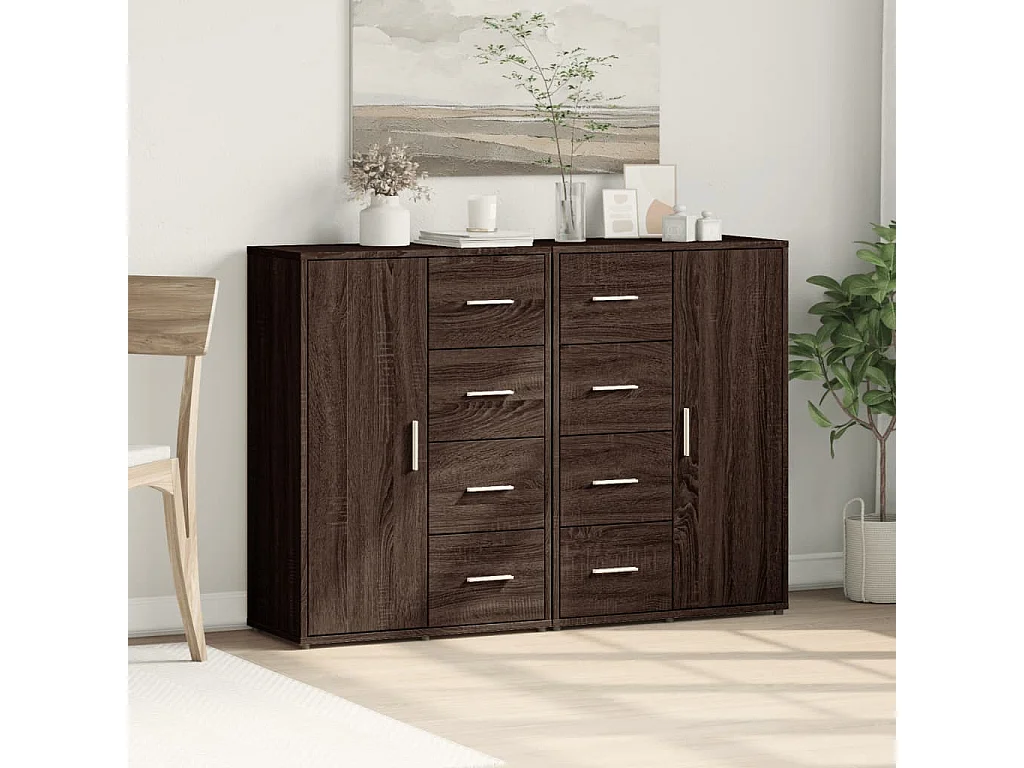 Credenze 2 pezzi rovere marrone 60x31x84 cm legno ingegnerizzato