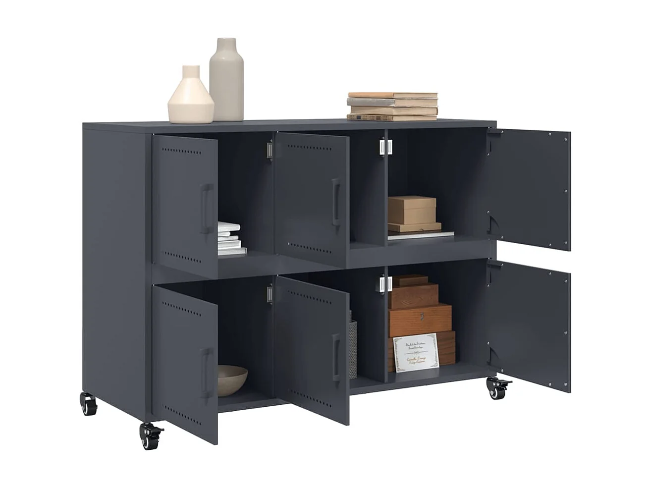 Buffet anthracite 100,5x39x72 cm acier