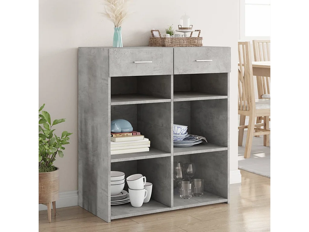 Betongraues Sideboard 80x42,5x93 cm Holzwerkstoff