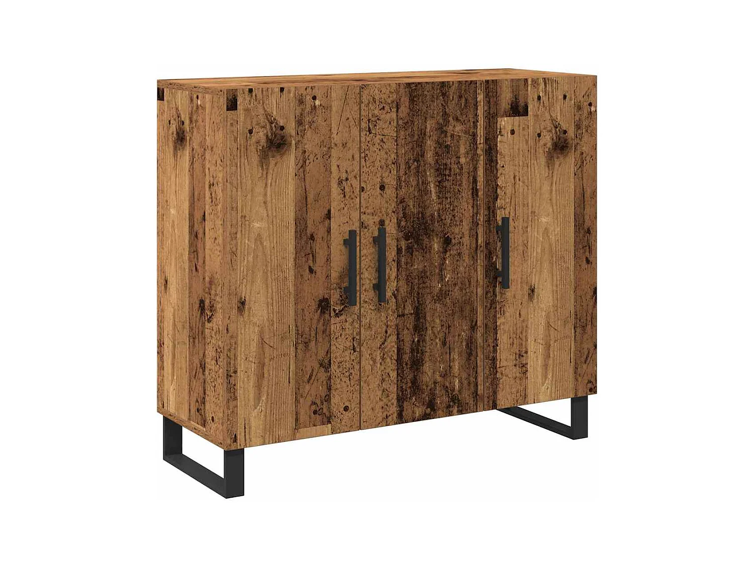 Buffet avec 3 portes en vieux bois 90x34x80 cm en bois d'ingénierie