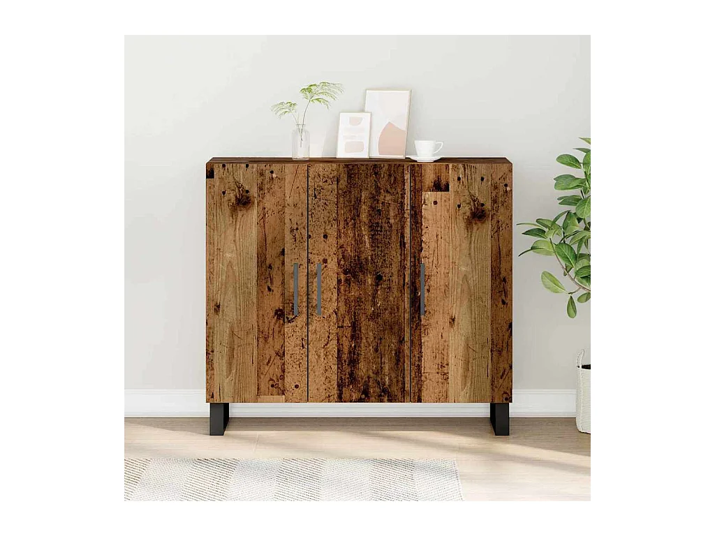 Buffet avec 3 portes en vieux bois 90x34x80 cm en bois d'ingénierie