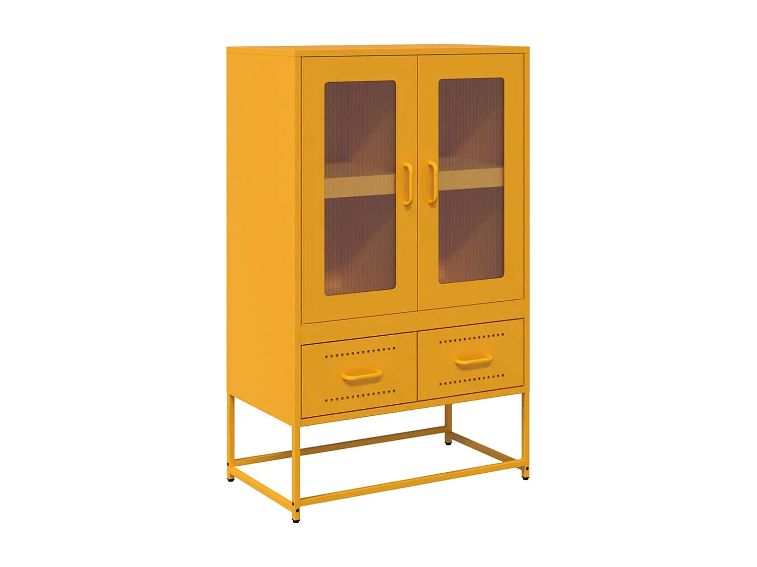 Mosterdgeel hoog dressoir 68x39x111,5 cm staal