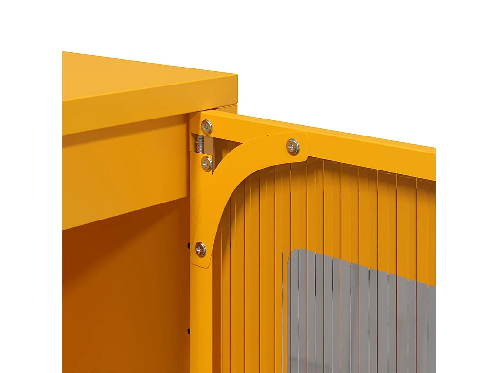 Mosterdgeel hoog dressoir 68x39x111,5 cm staal