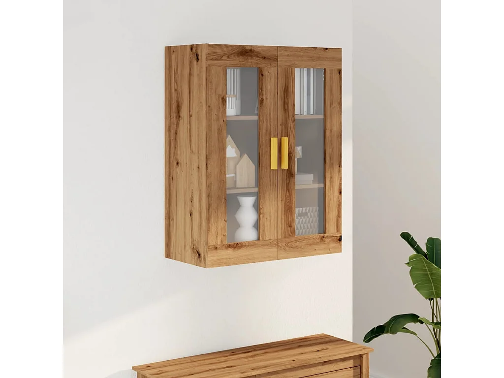 Mobiletto pensile in rovere fatto a mano 69,5x34x90 cm