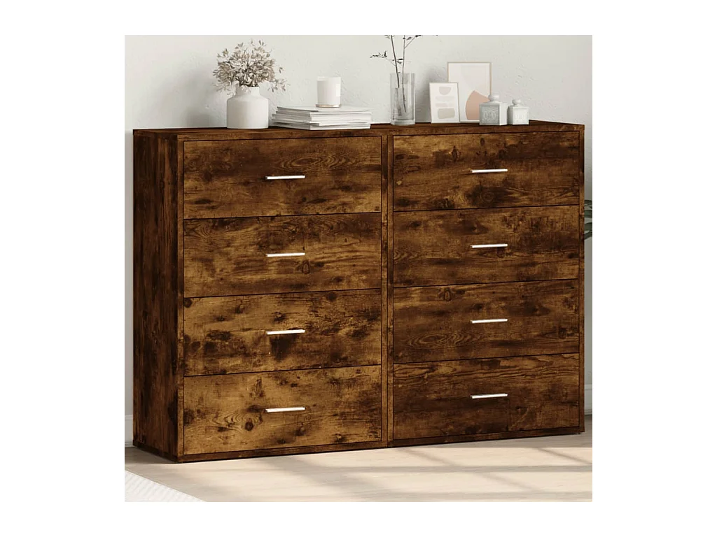 Buffets 2 pcs chêne fumé 60x31x84 cm bois d'ingénierie