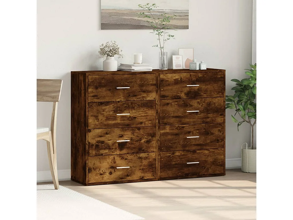 Dressoirs 2 stuks gerookt eiken 60x31x84 cm bewerkt hout