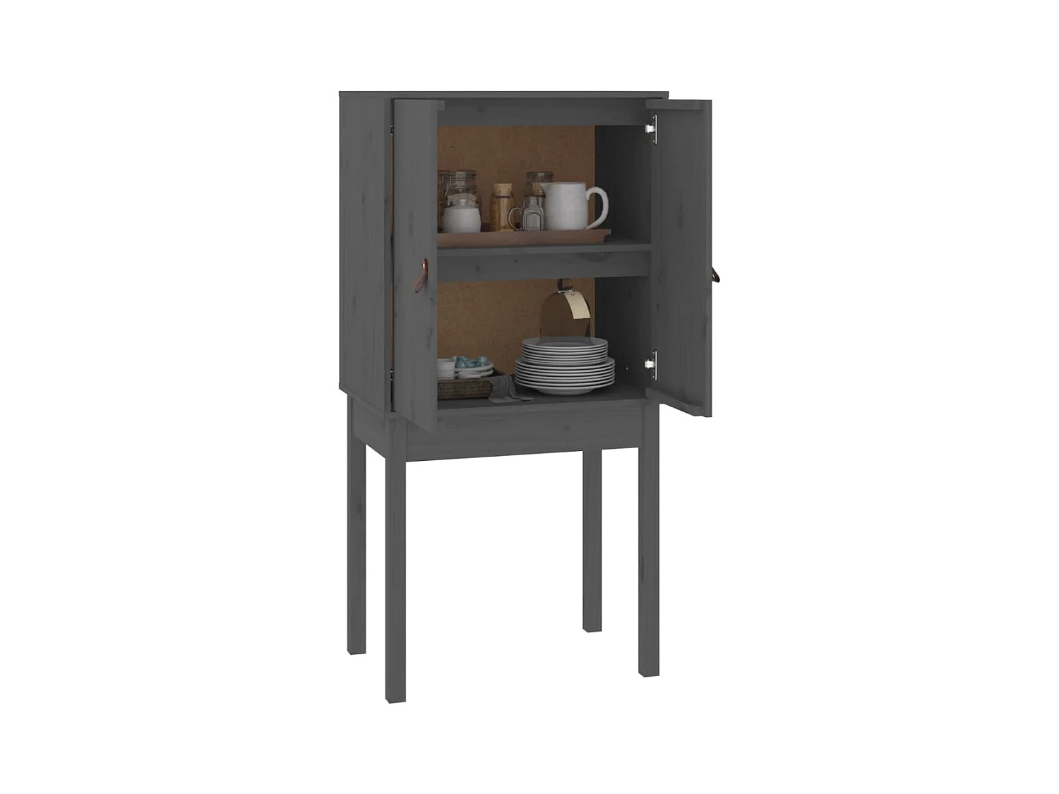 Buffet haut Gris 60x40x120 cm Bois massif de pin