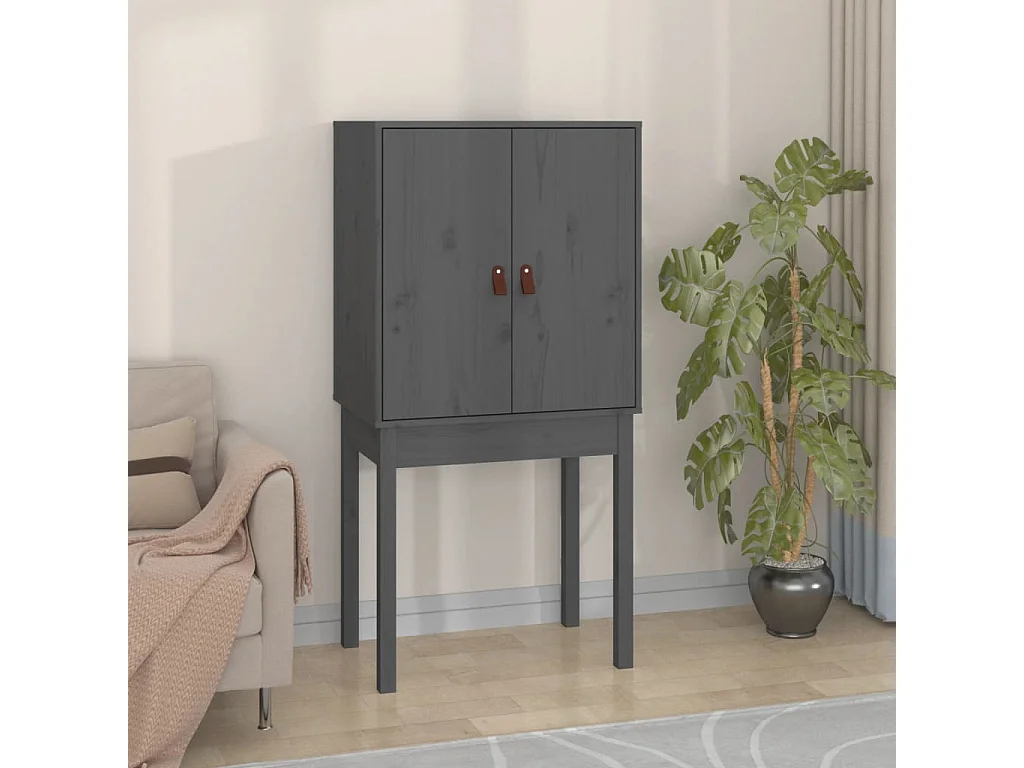 Buffet haut Gris 60x40x120 cm Bois massif de pin