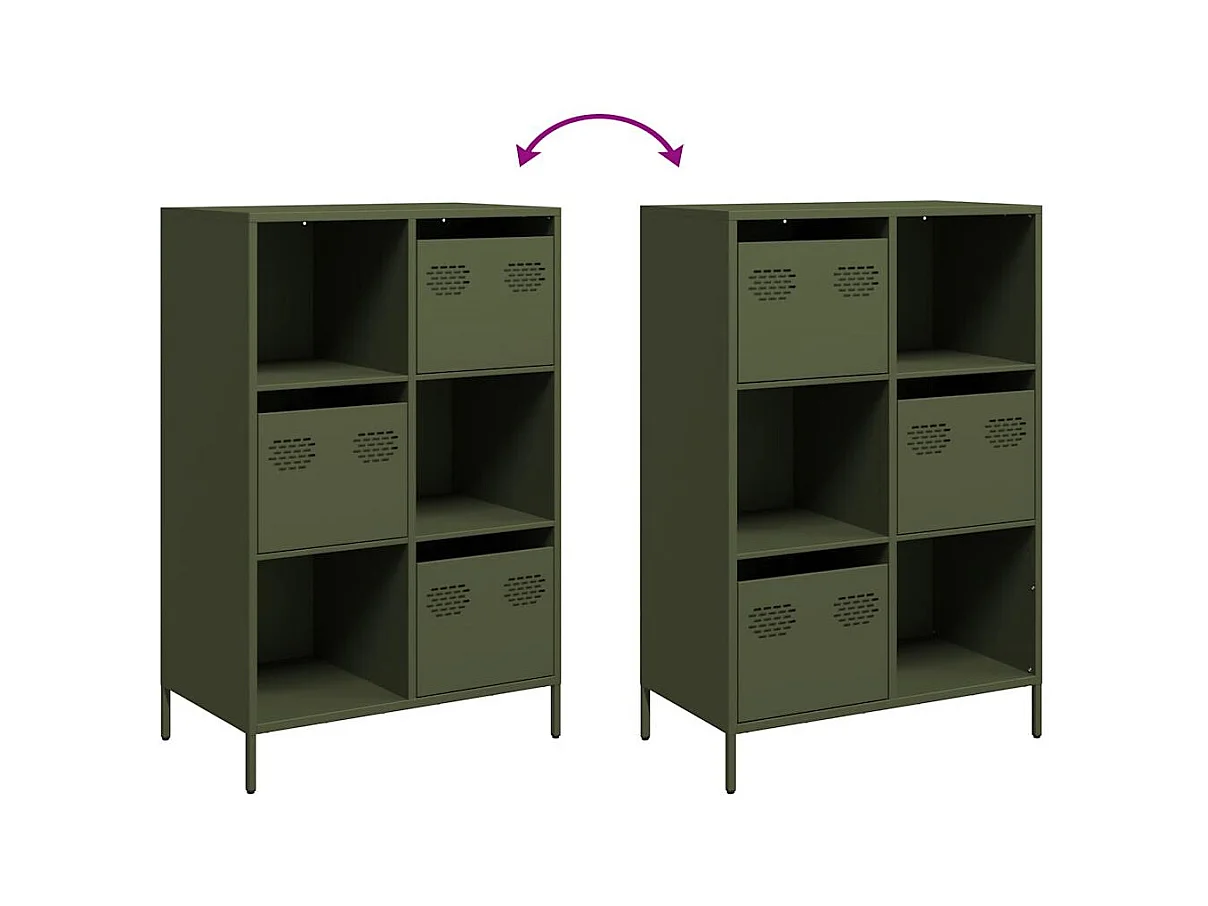 Buffet haut vert olive 68x39x103,5 cm acier