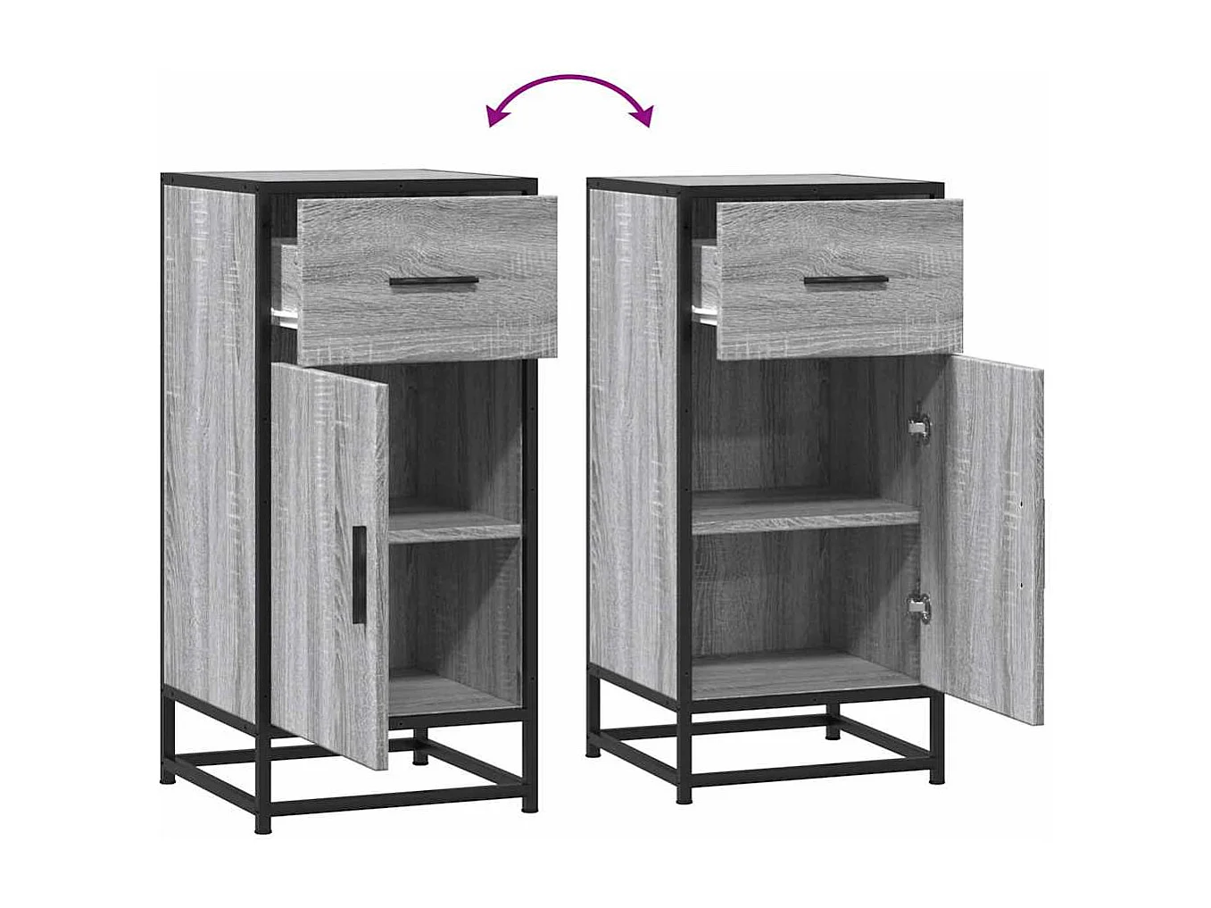 Buffet sonoma gris 35,5x35x76 cm bois d'ingénierie et métal