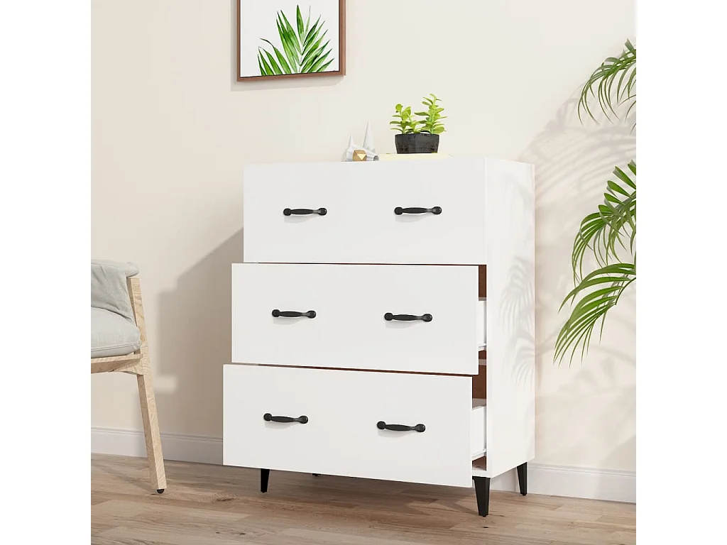 Buffet blanc 69,5x34x90 cm bois d'ingénierie