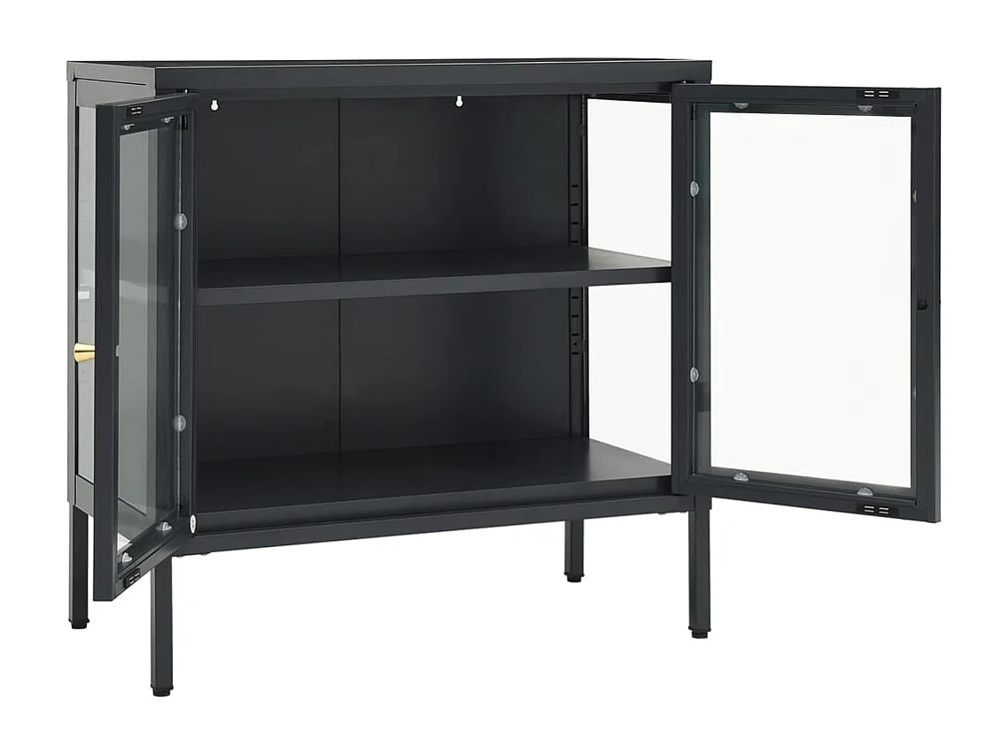 Buffet Anthracite 70x35x70 cm Acier et verre
