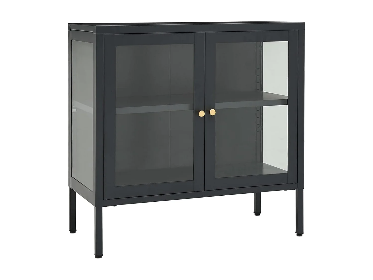 Buffet Anthracite 70x35x70 cm Acier et verre