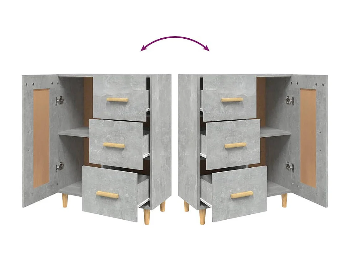 Aparador Gris Hormigón 69,5x34x90 cm Madera de Ingeniería