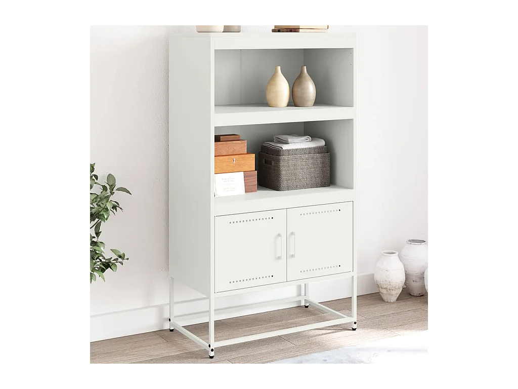 Credenza alta bianca 68,5x38,5x123,5 cm in acciaio