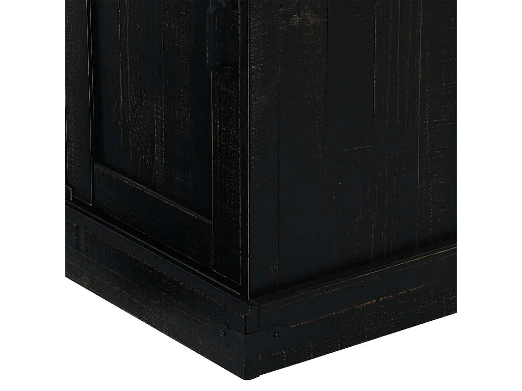 Buffet HALDEN porte coulissante noir 80x40x80 cm bois massif