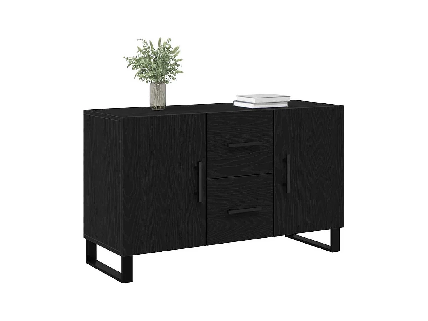 Credenza in rovere nero 100x36x60 cm in legno ingegnerizzato