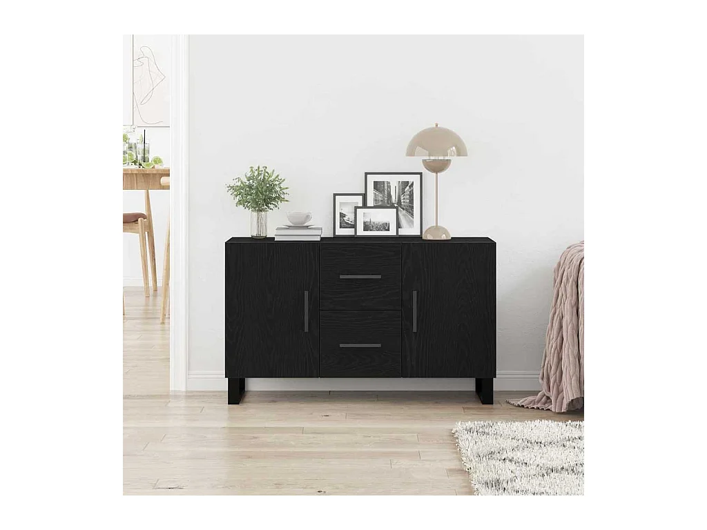 Credenza in rovere nero 100x36x60 cm in legno ingegnerizzato