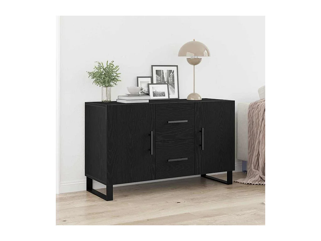 Buffet Noir Chêne 100x36x60 cm Bois d'ingénierie