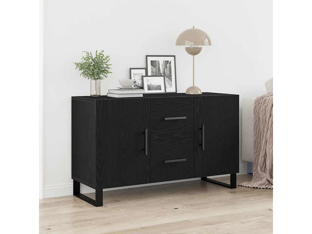 Buffet Noir Chêne 100x36x60 cm Bois d'ingénierie