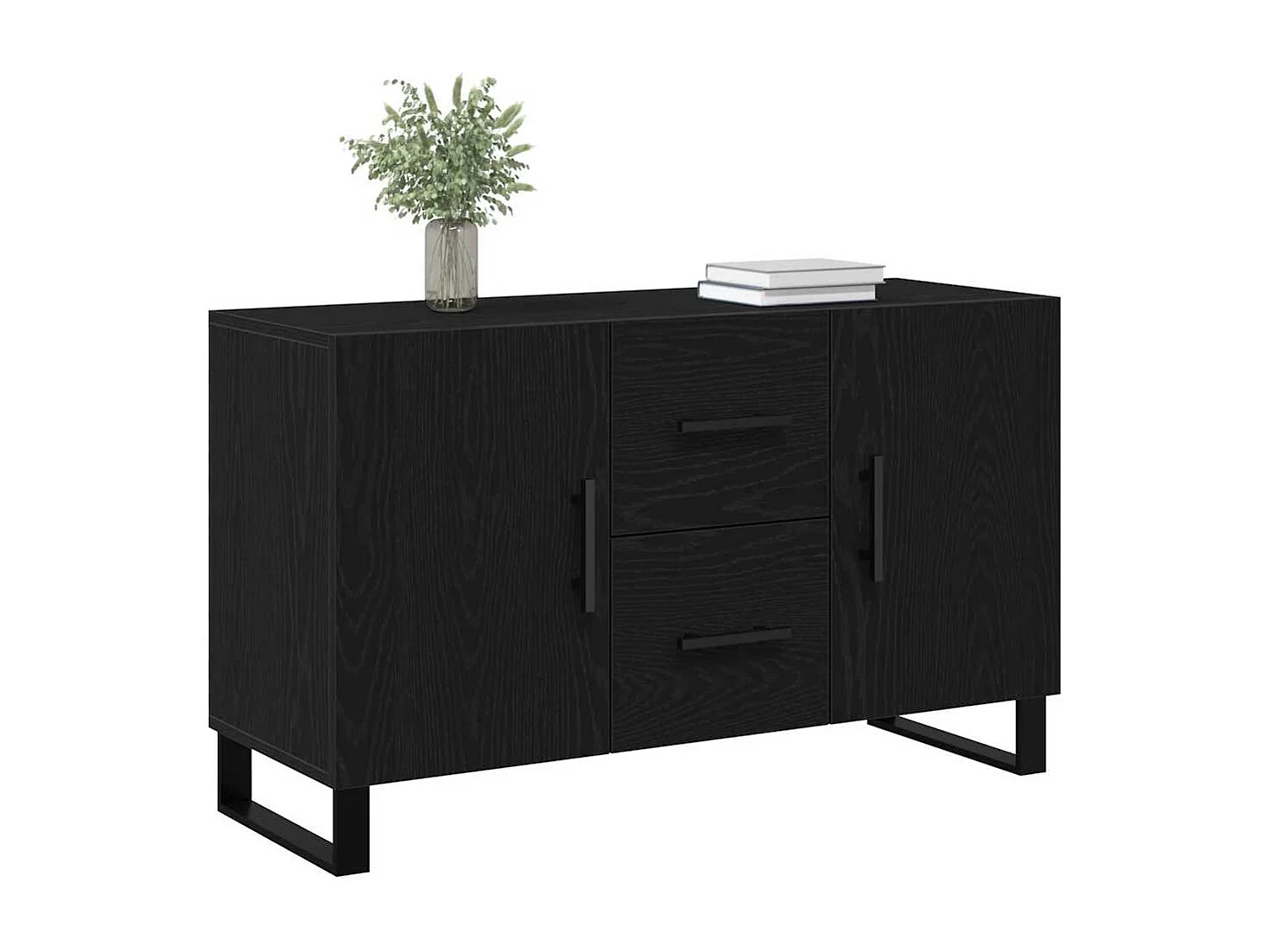 Buffet Noir Chêne 100x36x60 cm Bois d'ingénierie